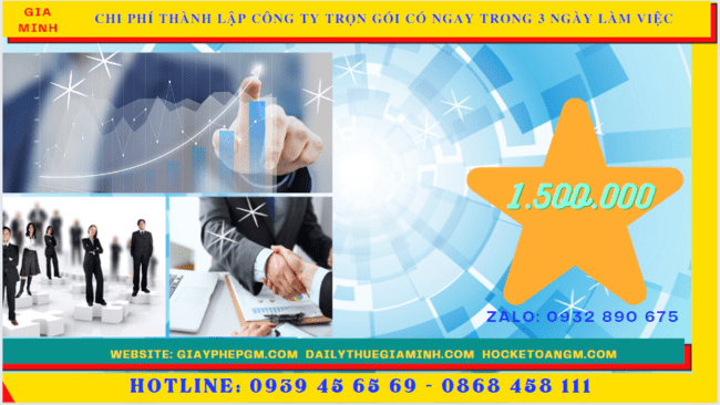 Bảng giá thành lập công ty trọn gói chỉ với 399.000đ tại Bình Phước