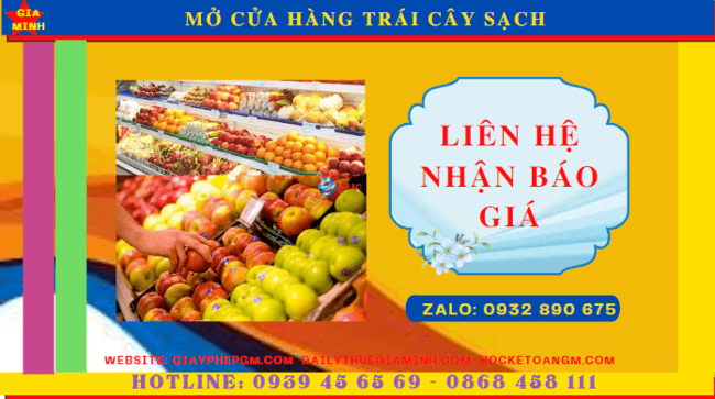 Chi phí dịch vụ mở cửa hàng trái cây sạch tại Bạc Liêu