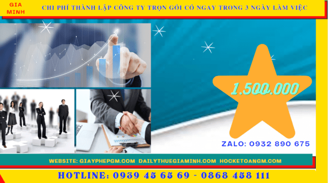 Bảng giá thành lập công ty trọn gói chỉ với 399.000đ tại Thành Phố Hồ Chí Minh