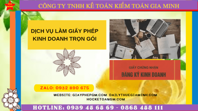 Dịch vụ đăng ký làm giấy phép kinh doanh trong 3 ngày tại Quận Bình Tân - TPHCM