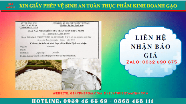 XIN GIẤY PHÉP VỆ SINH AN TOÀN THỰC PHẨM KINH DOANH GẠO TẠI CÀ MAU 5 Chi phí dịch vụ xin giấy phép an toàn thực phẩm kinh doanh gạo tại Cà Mau