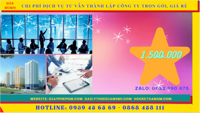 Chi phí thành lập công ty trọn gói bao nhiêu tại Thị xã hương thủy