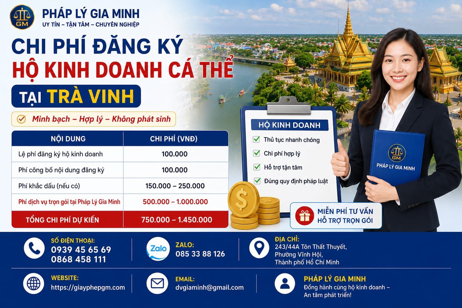 Chi phí đăng ký hộ kinh doanh cá thể tại Trà Vinh
