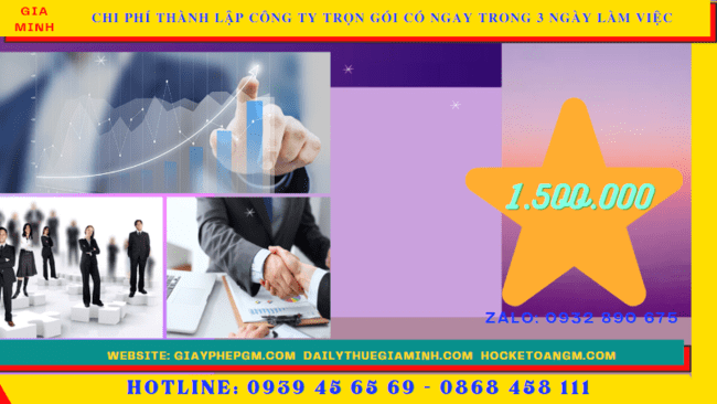 Bảng giá thành lập công ty trọn gói chỉ với 399.000đ tại TP Hồ Chí Minh