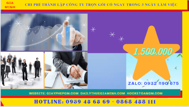 Bảng giá thành lập công ty trọn gói chỉ với 399.000đ tại Hà Nội