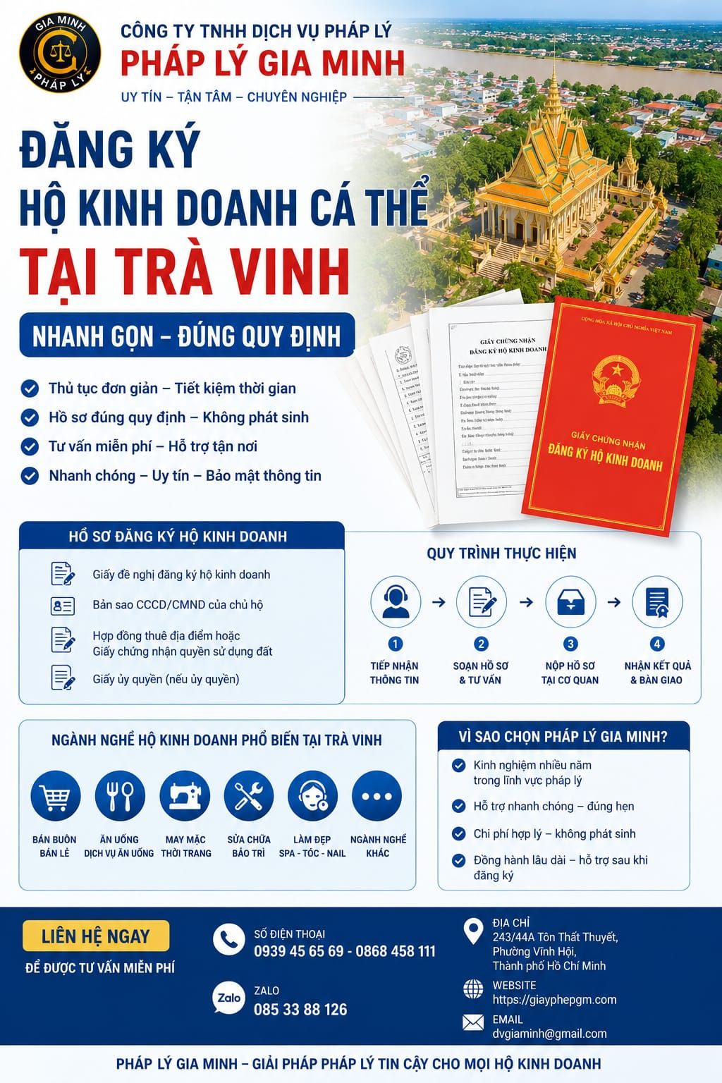 Đăng ký hộ kinh doanh cá thể tại Trà Vinh nhanh gọn