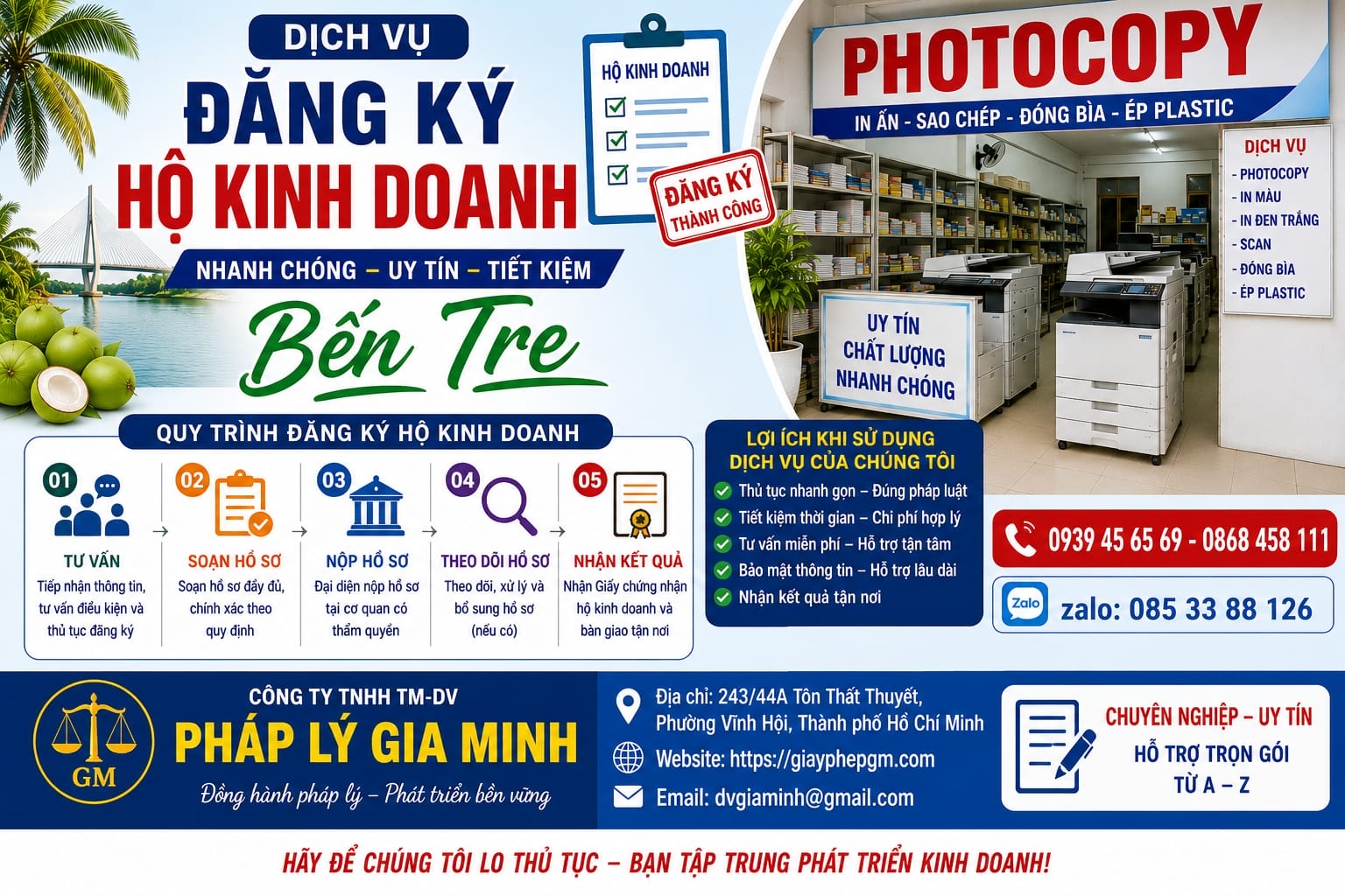 Đăng ký hộ kinh doanh cá thể tại Bến Tre nhanh gọn – đúng luật – chi phí tiết kiệm 12 Dịch vụ đăng ký hộ kinh doanh