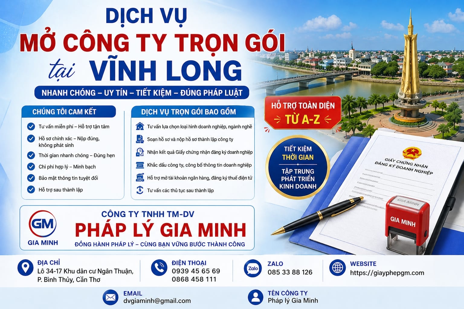 Dịch vụ mở công ty trọn gói tại Vĩnh Long