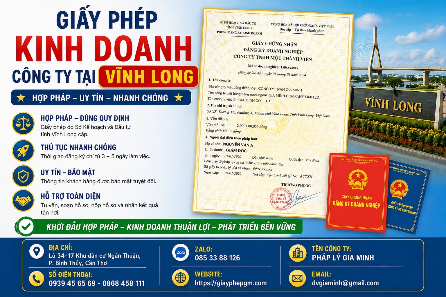 Giấy phép kinh doanh công ty tại Vĩnh Long