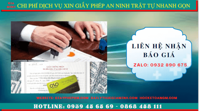 DỊCH VỤ XIN GIẤY PHÉP AN NINH TRẬT TỰ NHANH GỌN TẠI BẮC NINH 5 Bảng giá dịch vụ xin giấy phép an ninh trật tự nhanh gọn tại Bắc Ninh