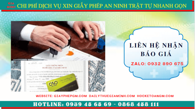 DỊCH VỤ XIN GIẤY PHÉP AN NINH TRẬT TỰ NHANH GỌN TẠI HÀ NAM 5 Bảng giá dịch vụ xin giấy phép an ninh trật tự nhanh gọn tại Hà Nam