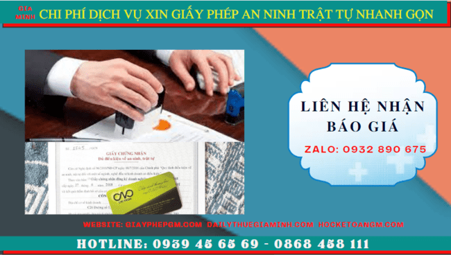 DỊCH VỤ XIN GIẤY PHÉP AN NINH TRẬT TỰ NHANH GỌN TẠI THÀNH PHỐ HUẾ 5 Bảng giá dịch vụ xin giấy phép an ninh trật tự nhanh gọn tại Thành Phố Huế