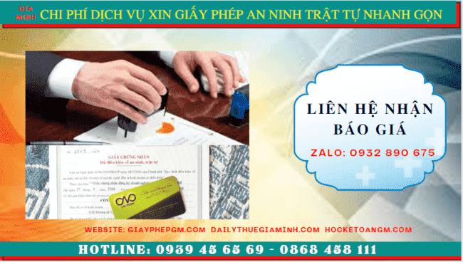 DỊCH VỤ XIN GIẤY PHÉP AN NINH TRẬT TỰ NHANH GỌN TẠI TP HƯNG YÊN 5 Bảng giá dịch vụ xin giấy phép an ninh trật tự nhanh gọn tại TP Hưng Yên