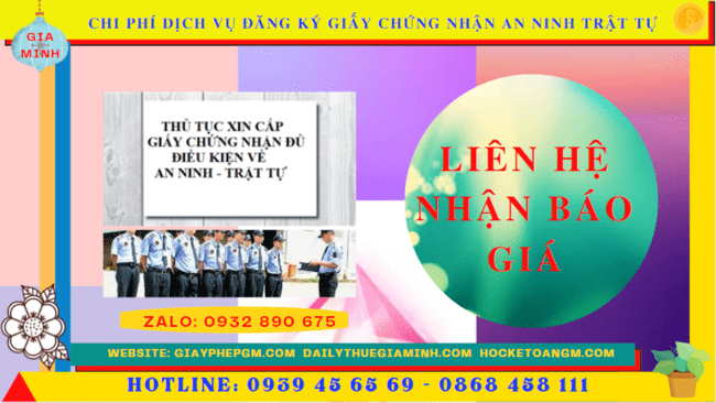 DỊCH VỤ ĐĂNG KÝ GIẤY CHỨNG NHẬN AN NINH TRẬT TỰ TẠI HÀ NAM 5 Chi phí dịch vụ đăng ký giấy phép an ninh trật tự tại Hà Nam