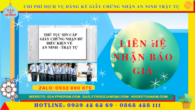 Dịch vụ đăng ký giấy chứng nhận an ninh trật tự tại thành phố châu đốc 5 Chi phí dịch vụ đăng ký giấy phép an ninh trật tự tại Thành phố Châu Đốc