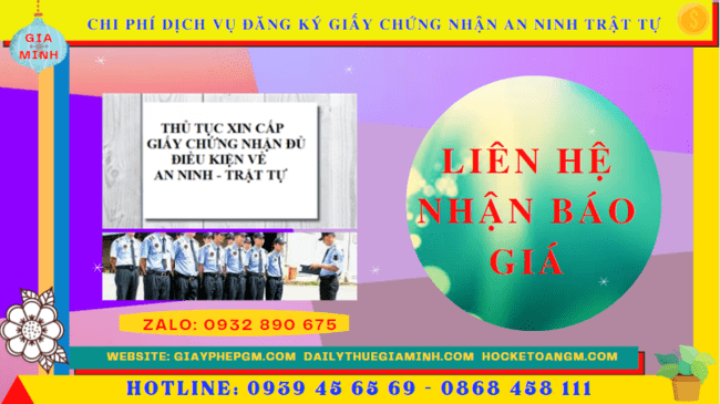 DỊCH VỤ ĐĂNG KÝ GIẤY CHỨNG NHẬN AN NINH TRẬT TỰ TẠI TT HUẾ 5 Chi phí dịch vụ đăng ký giấy phép an ninh trật tự tại TT Huế