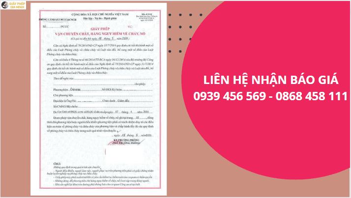 DỊCH VỤ CẤP GIẤY PHÉP VẬN CHUYỂN HÀNG NGUY HIỂM CHÁY NỔ 2 Chi phí làm giấy phép vận chuyển hàng nguy hiểm