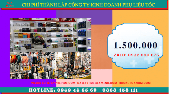 Chi phí thành lập doanh nghiệp kinh doanh phụ liệu tóc uy tín tại Lâm Đồng