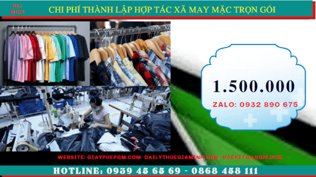 DỊCH VỤ THÀNH LẬP HỢP TÁC XÃ MAY MẶC TRỌN GÓI TẠI BẮC KẠN 5 Chi phí thành lập hợp tác xã trọn gói tại Bắc Kạn