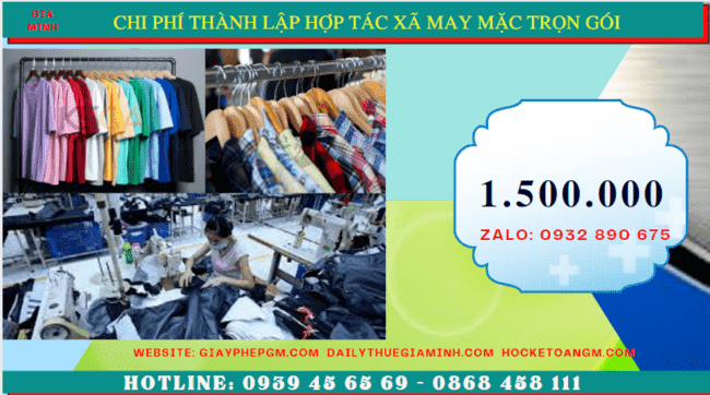 Dịch vụ thành lập hợp tác xã may mặc trọn gói tại bến tre 5 Chi phí thành lập hợp tác xã trọn gói tại Bến Tre