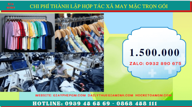 Chi phí thành lập hợp tác xã trọn gói tại Bình Dương