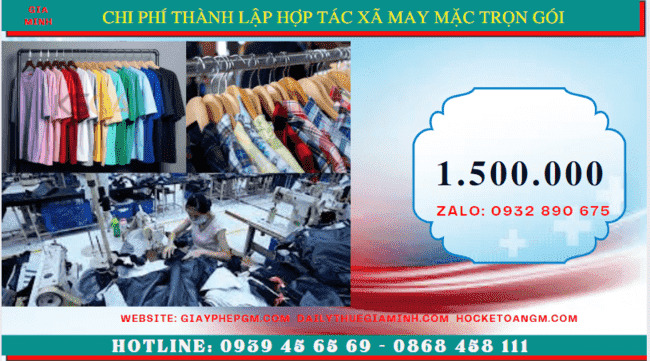 DỊCH VỤ THÀNH LẬP HỢP TÁC XÃ MAY MẶC TRỌN GÓI TẠI ĐIỆN BIÊN 5 Chi phí thành lập hợp tác xã trọn gói tại Điện Biên