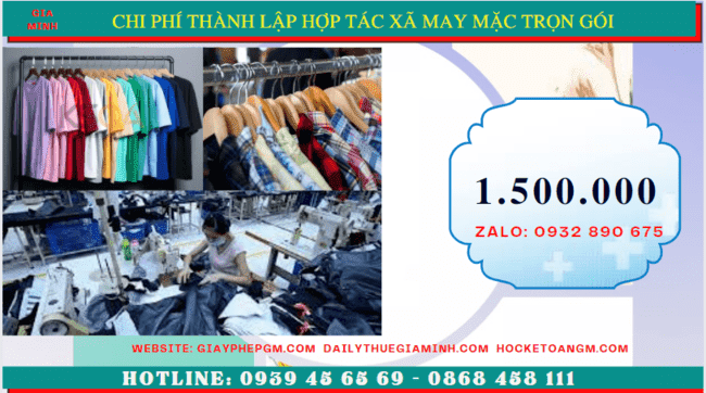 DỊCH VỤ THÀNH LẬP HỢP TÁC XÃ MAY MẶC TRỌN GÓI TẠI HÀ TĨNH 5 Chi phí thành lập hợp tác xã trọn gói tại Hà Tĩnh
