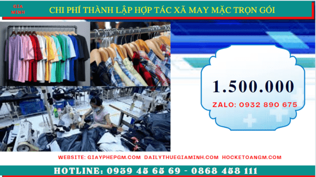 DỊCH VỤ THÀNH LẬP HỢP TÁC XÃ MAY MẶC TRỌN GÓI TẠI HÒA BÌNH 5 Chi phí thành lập hợp tác xã trọn gói tại Hòa Bình
