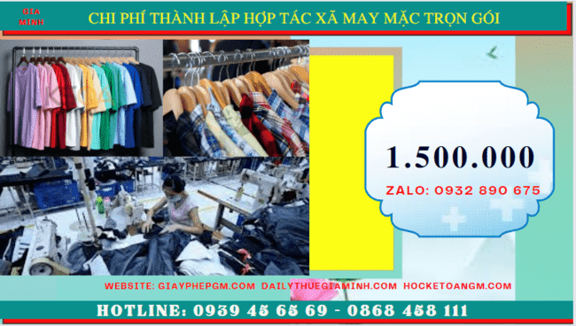 DỊCH VỤ THÀNH LẬP HỢP TÁC XÃ MAY MẶC TRỌN GÓI TẠI LÀO CAI 5 Chi phí thành lập hợp tác xã trọn gói tại Lào Cai