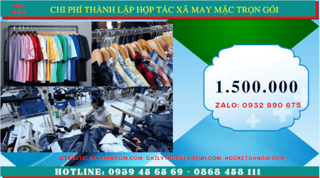 Dịch vụ thành lập hợp tác xã may mặc trọn gói tại Ninh Thuận - dịch vụ nhanh chóng 5 Chi phí thành lập hợp tác xã trọn gói tại Ninh Thuận