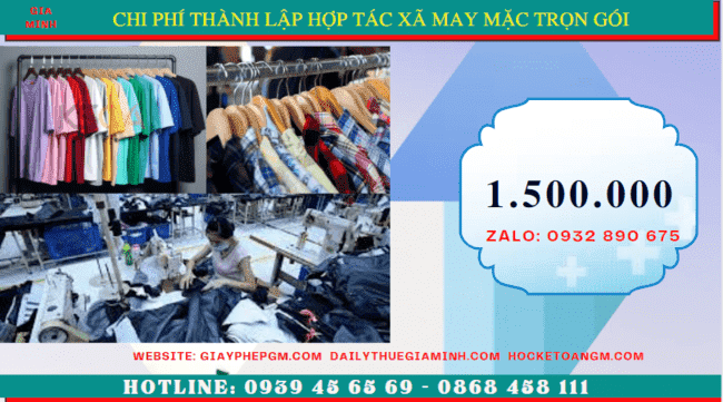 Dịch vụ thành lập hợp tác xã may mặc trọn gói tại phú quốc 5 Chi phí thành lập hợp tác xã trọn gói tại Phú Quốc