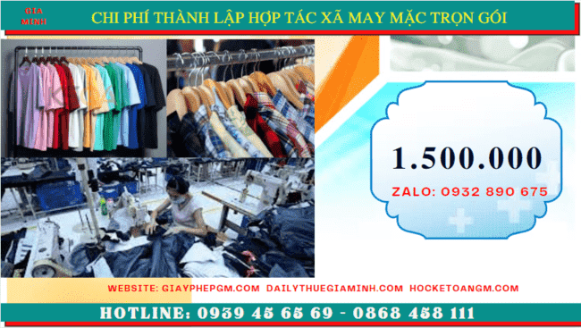 DỊCH VỤ THÀNH LẬP HỢP TÁC XÃ MAY MẶC TRỌN GÓI TẠI QUẢNG NAM 5 Chi phí thành lập hợp tác xã trọn gói tại Quảng Nam
