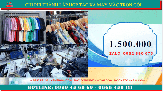 DỊCH VỤ THÀNH LẬP HỢP TÁC XÃ MAY MẶC TRỌN GÓI TẠI QUẢNG NGÃI 5 Chi phí thành lập hợp tác xã trọn gói tại Quảng Ngãi