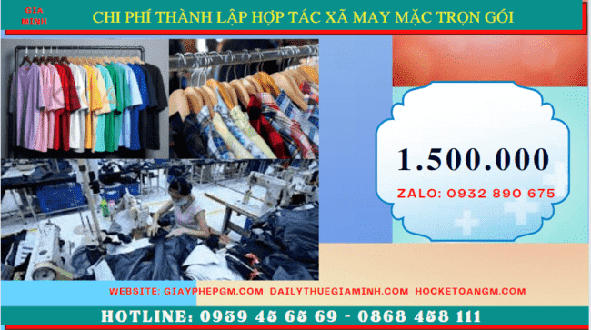 Dịch vụ thành lập hợp tác xã may mặc trọn gói tại Trà Vinh - dịch vụ trọn gói 5 Chi phí thành lập hợp tác xã trọn gói tại Trà Vinh