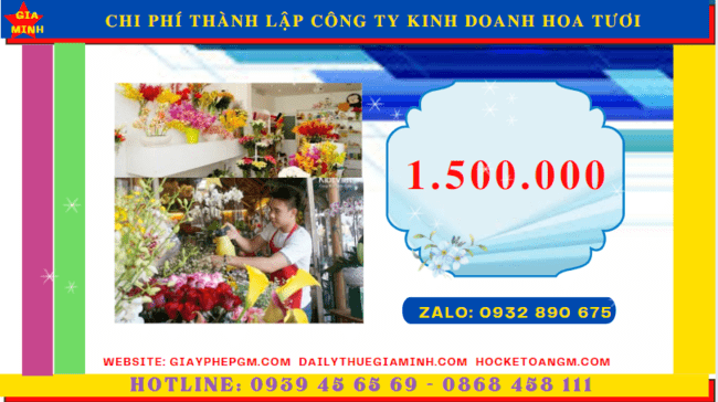 Chi phí thủ tục thành lập công ty kinh doanh hoa tươi tại Đắk Nông