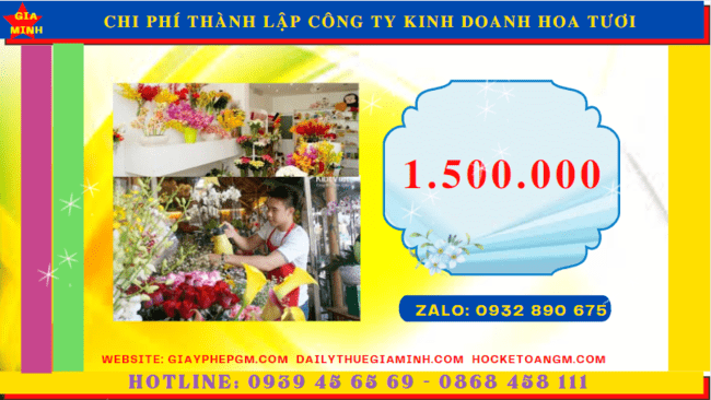 Chi phí thủ tục thành lập công ty kinh doanh hoa tại Huế