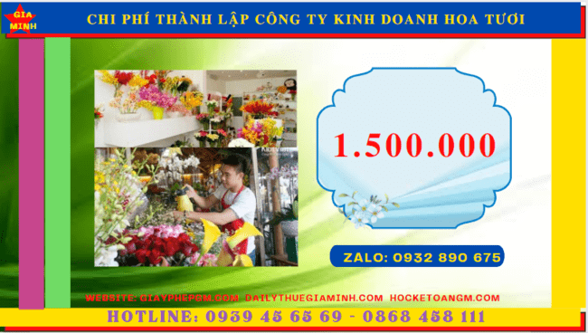 THÀNH LẬP CÔNG TY KINH DOANH HOA TƯƠI TẠI SƠN LA 5 Chi phí thủ tục thành lập công ty kinh doanh hoa tươi tại Sơn La