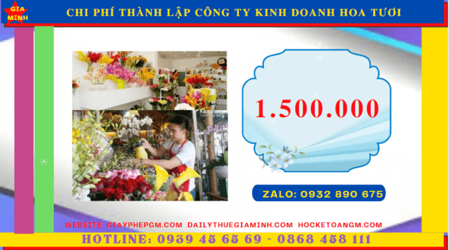 Chi phí thủ tục thành lập công ty kinh doanh hoa tươi tại Thừa Thiên Huế