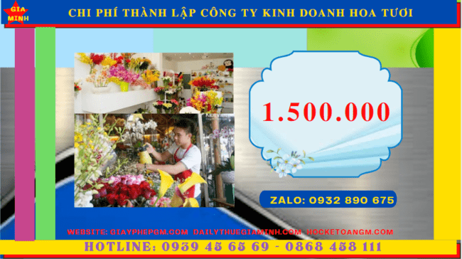 Chi phí thủ tục thành lập công ty kinh doanh hoa tươi tại Trà Vinh