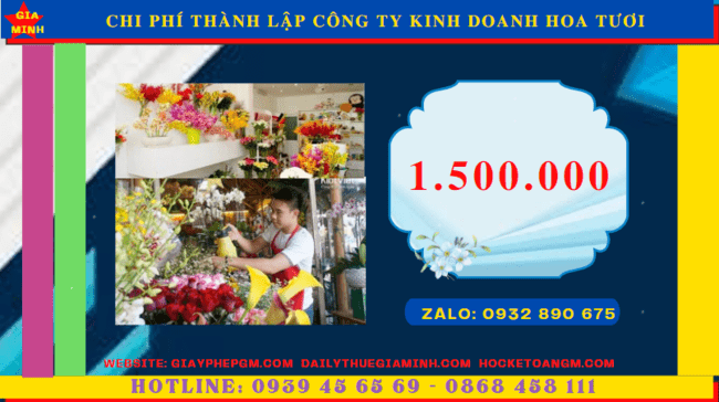 Chi phí thủ tục thành lập công ty kinh doanh hoa tươi tại Vũng Tàu