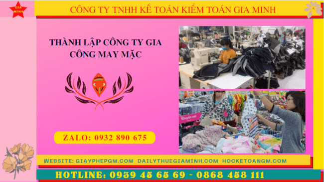 Thành lập công ty gia công may mặc tại lào cai 6 Thủ tục điều kiện thành lập công ty gia công may mặc tại Lào Cai