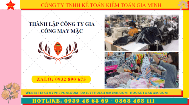 Thành lập công ty gia công may mặc tại quận ninh kiều 6 Thủ tục điều kiện thành lập công ty gia công may mặc tại TP Cần Thơ