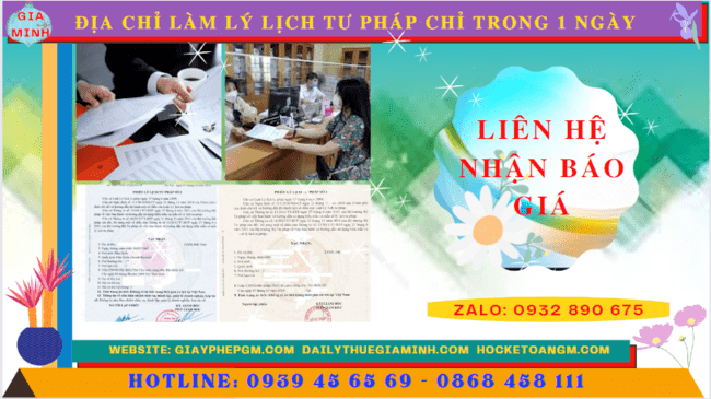 Địa chỉ làm lý lịch tư pháp ở cà mau chỉ trong 1 ngày 5 Chi phí làm lý lịch tư pháp chỉ trong 1 ngày ở Cà Mau