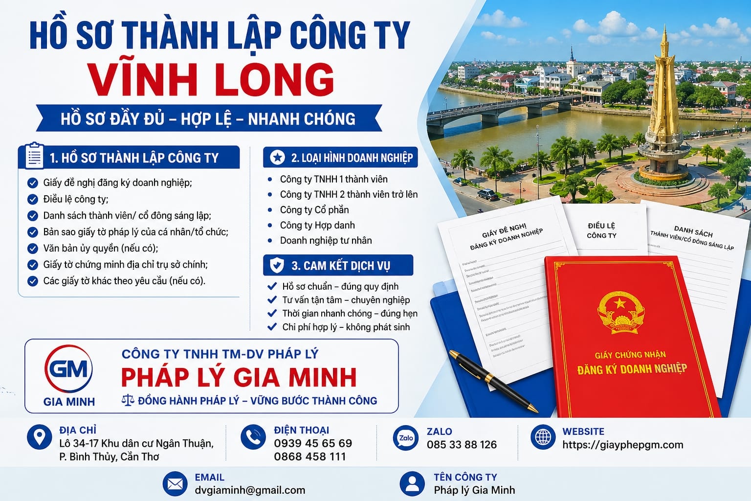 Hồ sơ thành lập công ty Vĩnh Long đầy đủ