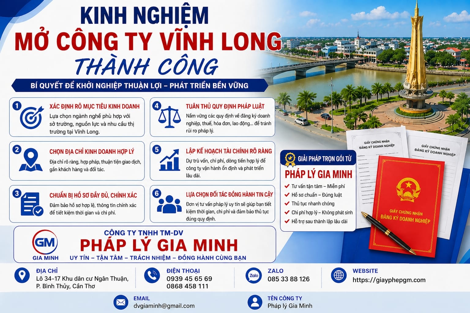 Kinh nghiệm mở công ty Vĩnh Long thành công