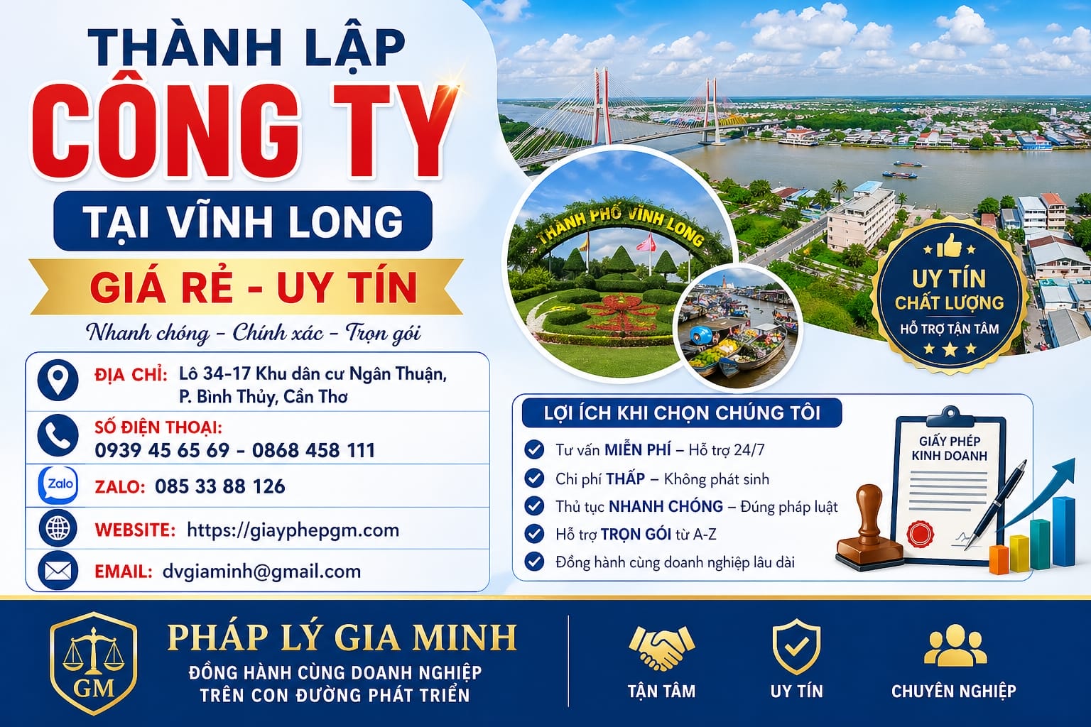 Thành lập công ty tại Vĩnh Long giá rẻ uy tín