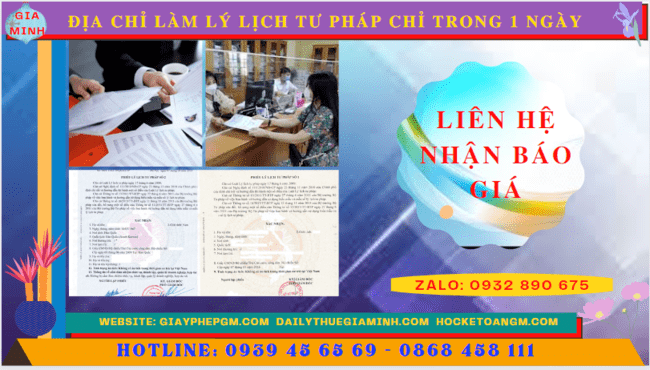 Chi phí làm lý lịch tư pháp chỉ trong 1 ngày ở Quảng Trị