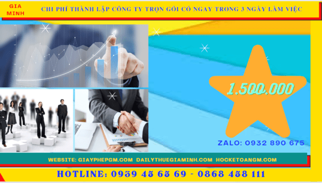 Bảng giá thành lập công ty trọn gói chỉ với 399.000 đ tại TPHCM