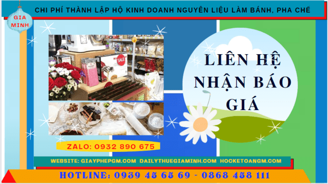 THÀNH LẬP HỘ KINH DOANH NGUYÊN LIỆU LÀM BÁNH PHA CHẾ TẠI QUẬN 7 - TPHCM 5 Chi phí dịch vụ thành lập hộ kinh doanh nguyên liệu làm bánh, pha chế tại Quận 7 - TPHCM