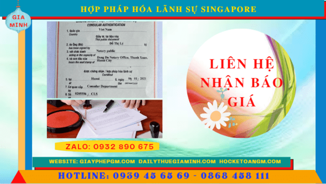 Chi phí hợp pháp hóa lãnh sự Singapore nhanh